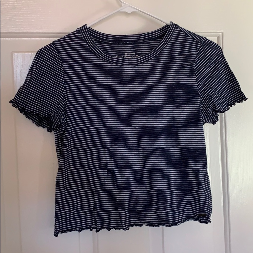 Hollister striped lettuce hem crop top